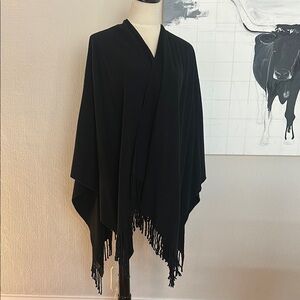 Rag & Bone Black 100% Cashmere Fringe Poncho Shawl Wrap